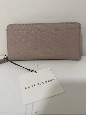 Love & Lore Taupe Zip Around Wristlet Wallet NWT